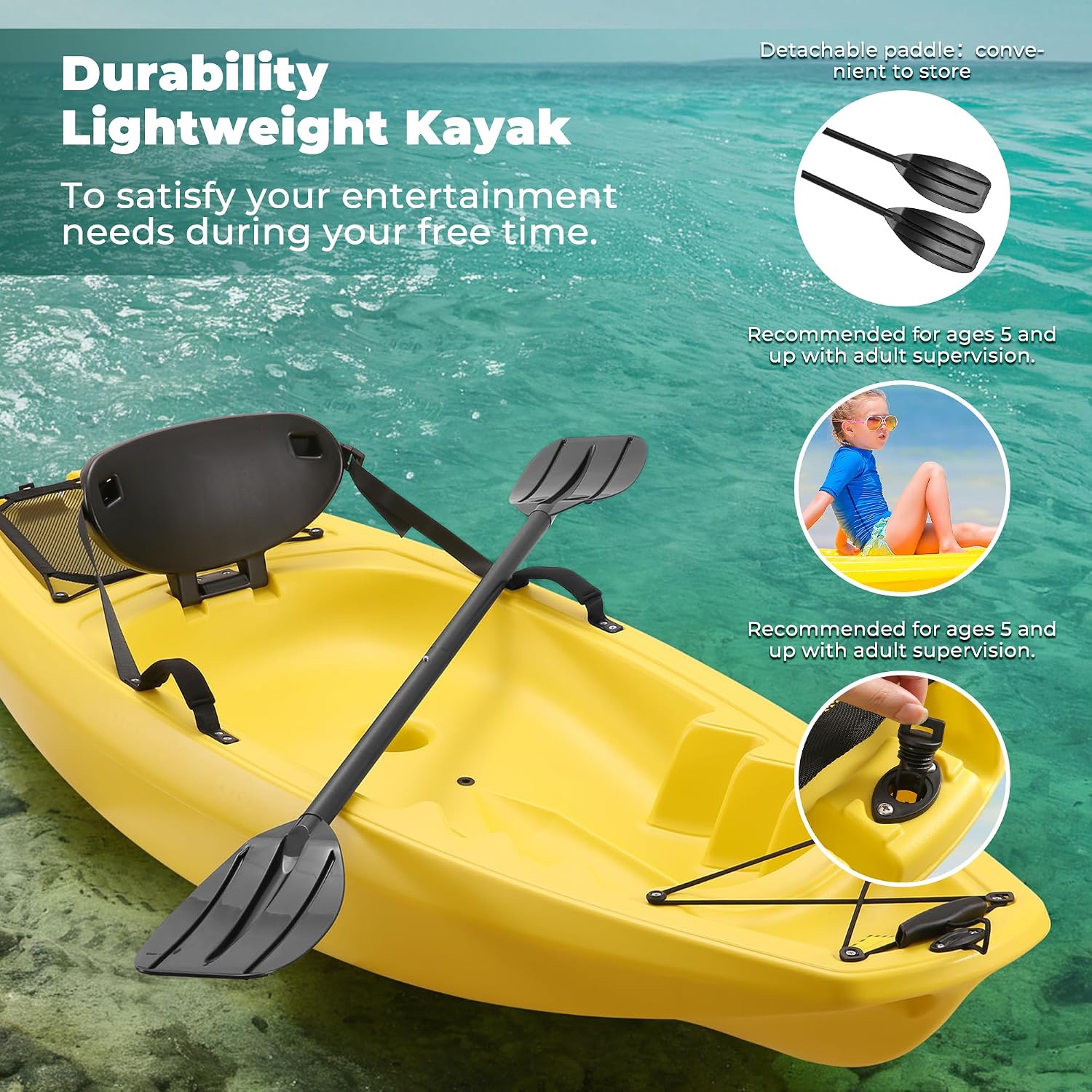 Kayak with Paddle 6.5 FT Recre - Fishing Boat Paddle review and price